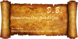 Demetrovits Balázs névjegykártya